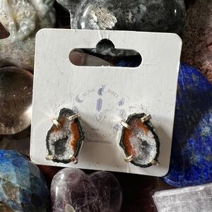 Luna Bird Geode Crystal Earrings